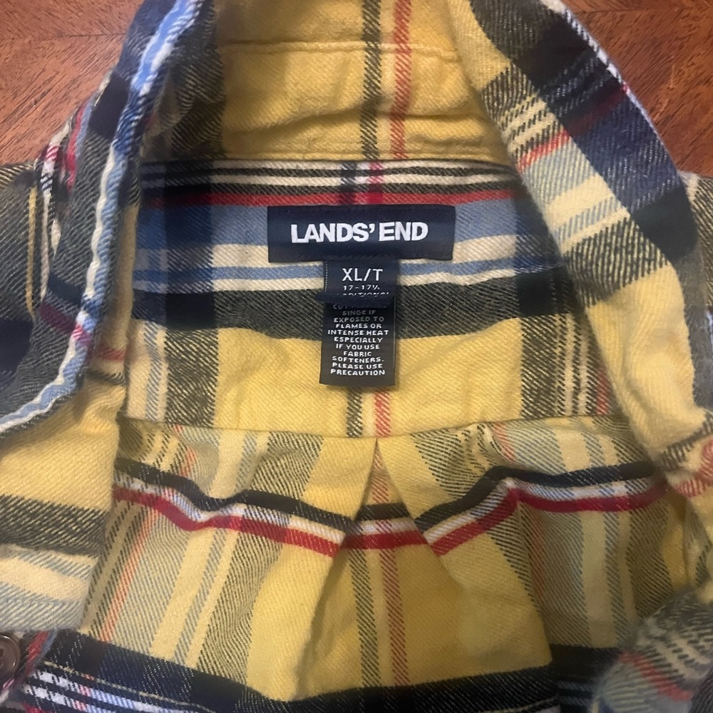 Lands End Size XL Yellow Flannel Men’s